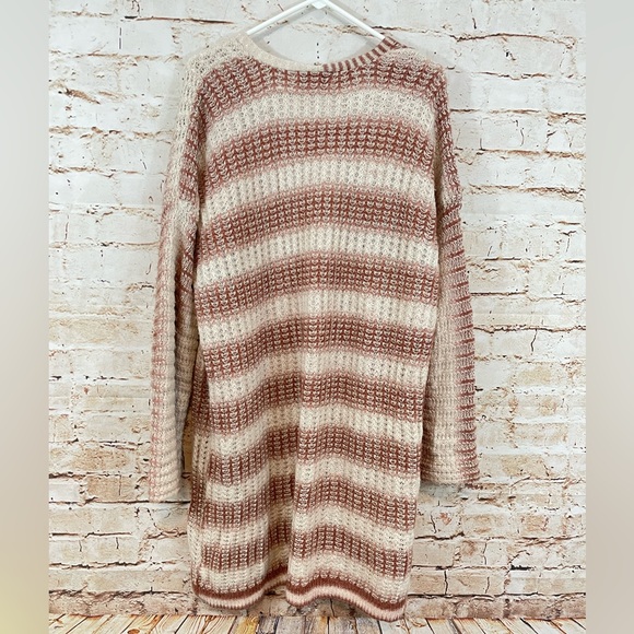 Knox Rose womens 2XL cardigan sweater longline striped pink open front - Picture 6 of 6